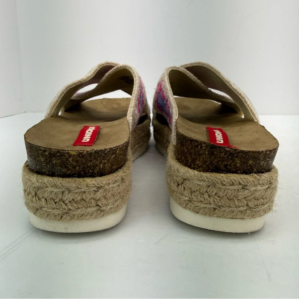 Unionbay size 7 Women’s Multicolor Peaceful Crochet Platform Espadrille Sandals